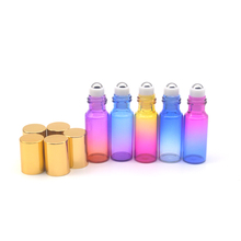 Rolo de vidro gradiente colorido 5ml, garrafa vazia de óleo essencial, perfume, amostra de rolo na garrafa de vidro de bola com 100 peças 2024 - compre barato
