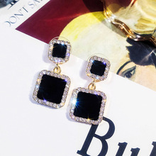 MISANANRYNE Statement Earrings Black Square Geometric Earrings For Women Crystal Luxury Wedding Rhinestone Earring Jewelry 2024 - buy cheap