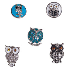 5pcs/lot Mixed 18mm Metal OWL Button Snaps Crystal Snap Buttons Fit Ginger Snaps Jewelry Snaps Bracelets MDB18-223 2024 - buy cheap