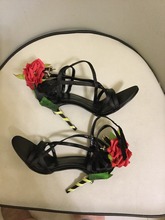 Sandalia Feminina-Sandalias de tacón alto con forma de flor y hojas para mujer, zapatos de verano con punta abierta, Sexy para calzado fiesta, boda 2024 - compra barato