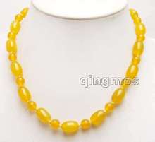 SALE Genuine Big 10*14mm Column shape Natural yellow beads & 8mm round 17" necklace-nec5990 wholesale/retail Free shipping 2024 - buy cheap