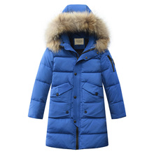Теплая пуховая куртка для мальчиков на морозы до-30 градусов, Зимняя парка с капюшоном и натуральным мехом, Детская верхняя одежда 2020 2024 - купить недорого