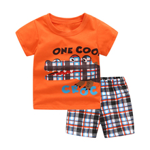 Children Clothing Baby Clothes Toddler Boys Tracksuit Clothing Fashion Summer Boy Set Crocodiles T-shirt+Plaid Shorts 2PCS 2024 - buy cheap