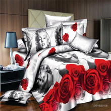 Ropa de cama 3d de Marilyn monroe, juego de cama de tamaño queen, flores, ropa de cama 3d, textil para el hogar, funda de edredón, 4 unids/set/juego de funda de edredón 2024 - compra barato