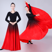Faldas largas de chifón para mujer, faldas largas de satén, estilo Retro, negro y rojo, para primavera y verano, 180, 360, 540 2024 - compra barato