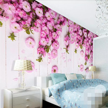 Custom Mural Wallpaper Korean Style Romantic Warm Pink Cherry Blossom Background Wall 2024 - buy cheap