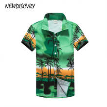 NEWDISCVRY Men's Hawaiian Shirt 2018 Summer Camisa Masculina Tree Printed Men Beach Shirts Sleeve Brand Man Clothing Size 5XL 2024 - buy cheap