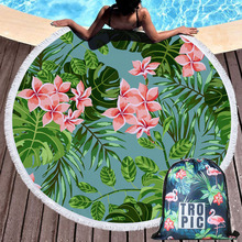 Summer Leaves Flower Fruit Beach Towel 150cm Round Bath Towel With Drawstring Backpack Bag Seaside Wall Tapestry Bikini Cover Up 2024 - buy cheap