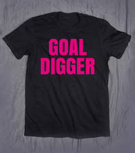 Goal Digger, розовая Женская футболка с буквенным принтом, хлопковая Повседневная забавная Футболка для леди, топ, хипстерская футболка Tumblr, Прямая поставка, Z-819 2024 - купить недорого