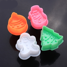 4pcs Stamp Biscuit Mold 3D Cookie Plunger Cutter Pastry Decorating DIY Food Fondant Baking Mould Tool Christmas Tree Snowman 2024 - buy cheap