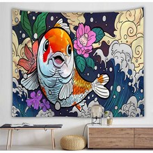 La onda japonés Ukiyo-e tapiz colgante de pared de hogar, dormitorio decoración arte fotografía telón de fondo de tela psicodélica tapiz Hippie mantas 2024 - compra barato