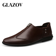 GLAZOV/Мужские модельные туфли без шнуровки, черные оксфорды для мужчин, кожаная модная мужская обувь на плоской подошве, дышащая удобная обувь, zapatos hombre 2024 - купить недорого