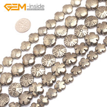 Flower Shape Cross Shape Natural Siver Gray Pyrite Loose Beads For Jewelry Making 15 Inches Strand DIY Gem-inside 2024 - buy cheap