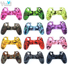 YuXi Soft Silicone Rubber Case Cover For Play Station Dualshock 4 PS4 DS4 Pro Slim Controller Skin + Joystick Stick Grips Caps 2024 - buy cheap