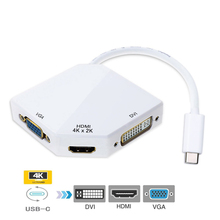 USB-C кабель USB3.1 Type-c к HDMI 4K VGA DVI 1080P адаптер для Samsung S8 Macbook Pro Dell XPS 13 15 Thunderbolt 3 2024 - купить недорого