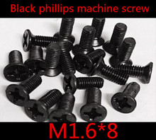 1000pcs/lot DIN7985  M1.6*8 Steel With Black  Cross Recessed Phillips Flat Head Countersunk Machine Screw 2024 - buy cheap