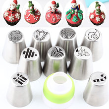 9Pcs Icing Piping Christmas Russian Tips Pastry Nozzles And 1Pcs Coupler Converter Pastry Stainless steel Baking Confectionery 2024 - buy cheap