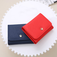 Wallet Women 2019 Lady Short Women Wallets Crown Decorated Mini Money Purses Small Fold PU Leather Female Coin Purse Card Holder 2024 - buy cheap