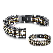 GNAYY 82g Heavy Hot selling Jewelry stainless steel Tri-Color Bicycle chain Motorcycle chain Bracelet for Mens 15mm 8 inch 2024 - buy cheap