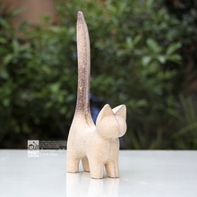 handmade craft wood  cat statue figure wooden cute kitten home decoration 2024 - buy cheap