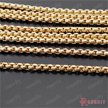 Ancho al por mayor 2,5mm/3,5mm cadenas de caja de hierro de color dorado accesorios de joyería Diy 2 metros (JM7172) 2024 - compra barato