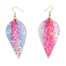 ZWPON 2020 Glitter Rainbow PU Leather Leaf Earrings for Women Looking Various MultiColor Summer Leather Party Earrings Wholesale 2024 - buy cheap