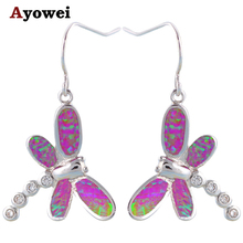 Appealing Dragonfly Design Most Popular online Purple Fire Opal Silver Stamped Fashion Jewelry Dangle Earrings for Ladies OE343A 2024 - buy cheap