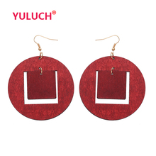 YULUCH African Ethnic Wooden Earrings for Round Red Copper Money Wood Personality Fashion Women Popular Jewelry Gifts 2024 - buy cheap