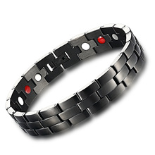 Black Bracelet Men Hand Chain Energy Health Germanium Magnetic Bracelet Men Stainless Steel Bracelets For Women Men 2024 - buy cheap