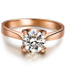1 Carat Solid Rose Gold Excellent Oxhead Style Lovely Diamond Women Wedding Anniversary Ring Solid Rose Gold Ring For Bridal 2024 - buy cheap