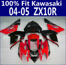 Красные черные Обтекатели для Kawasaki Ninja zx10r zx 10r 2004 2005 04 05 (бесплатно EMS) комплект обтекателей под давлением x105 2024 - купить недорого