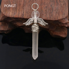 Natural stones angel wings pendant Handmade winding Clear Quartz Necklace reiki chakra crystal pendant romantic gift jewelry 2024 - buy cheap