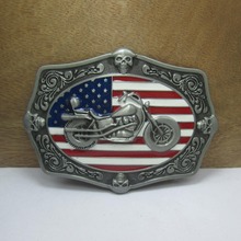 BuckleClub color enameled MOTOR US flag cowboy jeans gift  belt buckle FP-01207-1 pewter finish 4cm width loop drop shipping 2024 - buy cheap