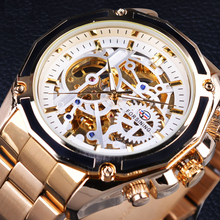 Relógio dourado masculino, automático, mecânico, relógio de pulso, aço, masculino 2024 - compre barato