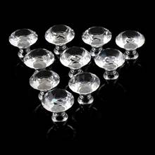 10Pcs 30mm Diamond Plated Shape Crystal Glass Knob Cupboard Drawer Pull Handle New Kitchen Door Knob Furniture Accessories 2024 - buy cheap