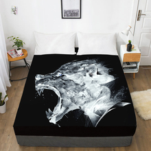 Lençol de cama personalizado com elástico, estampa 3d, queen/king, animal abstrato wolf capa de colchão 160x20 0/150x200,drop shipping 2024 - compre barato