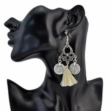 Turkish Coin Pendant Long Thread Tassel Drop Dangle Earrings for Women Ethnic Bohemian Styles Earring Anniversary Gift 2024 - buy cheap