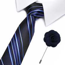 Conjunto de gravata masculina, gravata listrada, broche, 7.5cm, preta, gravata de pescoço, para negócios, noivo, festa, acessório 2024 - compre barato