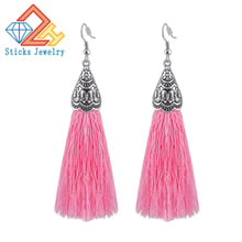 Pink Fiber Long Tassel Earrings Fashion Jewelry 2017 Bohemian Pendantes Femmes Ethniques Earrings for Women 2024 - buy cheap