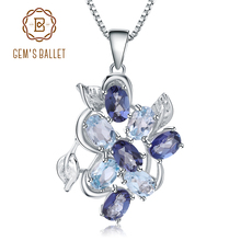 Женское ожерелье с подвеской из натурального голубого топаза, Мистический Кварц, серебро 925 пробы 2024 - купить недорого