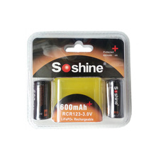 2pcs Soshine 3V 600mAh 16340 RCR123 LiFePO4 Rechargeable Battery with Protected PCB for LED Flashlights Headlamps 2024 - buy cheap