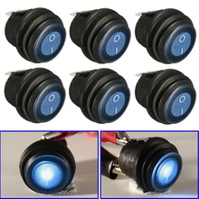 6/10pcs Round Mini LED Rocker Switch 12V 24V Blue Red Green Yellow LED Light Waterproof For Car Boat Marine Bus 2024 - buy cheap