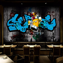 Murais de parede personalizados 3d, retro street grafite arte pintura de parede, café bar ktv, plano de fundo, decoração de parede 2024 - compre barato