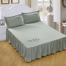 Cor sólida saias de cama queen size poliéster algodão 1pcs confortável macio multi-cor casa cama cobrindo pintura "eu te amo" 2024 - compre barato