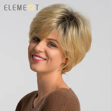 Element 6 дюймов короткий прямой синтетический парик смесь 50% человеческих волос для женщин черный корень Омбре коричневый Pixie Cut Косплей вечерние парики 2024 - купить недорого