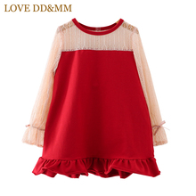 LOVE DD&MM Girls Dresses 2022 Spring New Children's Clothing Girls Sweet Lace Stitching Long-Sleeved Ruffled Princess Dress 2024 - buy cheap
