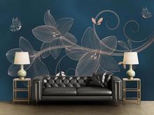 Customized large-scale 3D mural wallpaper light luxury flower butterfly background wall hand-painted gold European 2024 - buy cheap