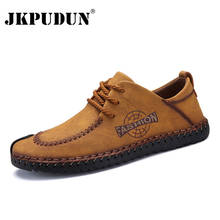 JKPUDUN Vintage Men Leather Casual Shoes 2018 Fashion Designer Driving Shoes For Men Handmade Breathable Mens Loafers Plus Size 2024 - buy cheap