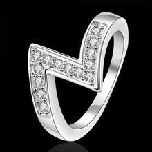 free shipping 925 jewelry silver plated ring,high quality , Nickle free,antiallergic inlaid stone Z-shaped ring agtg jttz 2024 - buy cheap