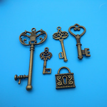Fechadura bronze misturada vintage e pingente para chave, para fazer joias pulseiras colar artesanato acessórios diy z1022 2024 - compre barato
